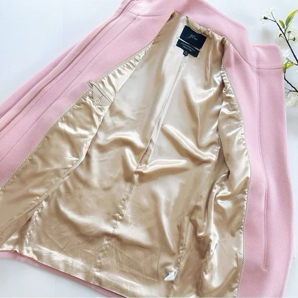 NEW J.Crew Pink Nello Gori Italian Stadium Cloth Wool Cocoon Coat Size 00 - Picture 2 of 9